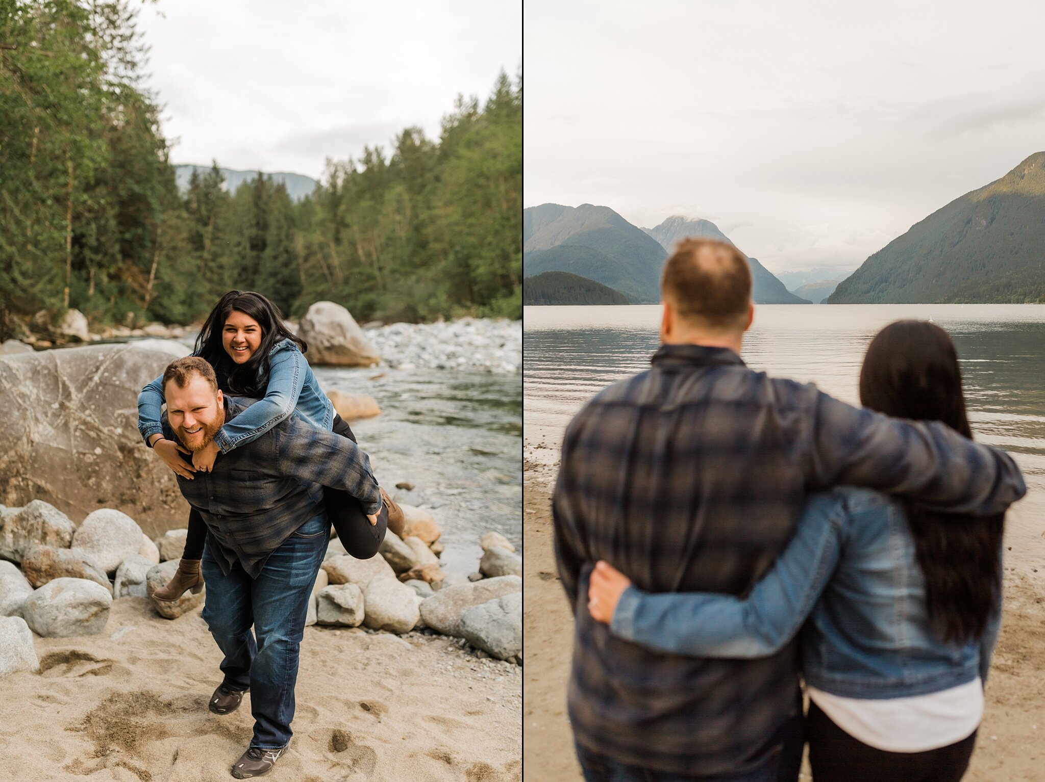 fun engagement session poses at golden ears park