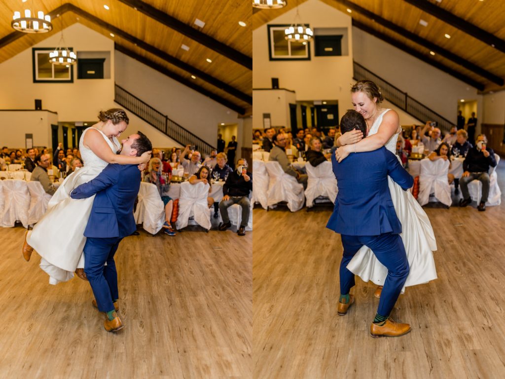 bride and groom's first dance at reception