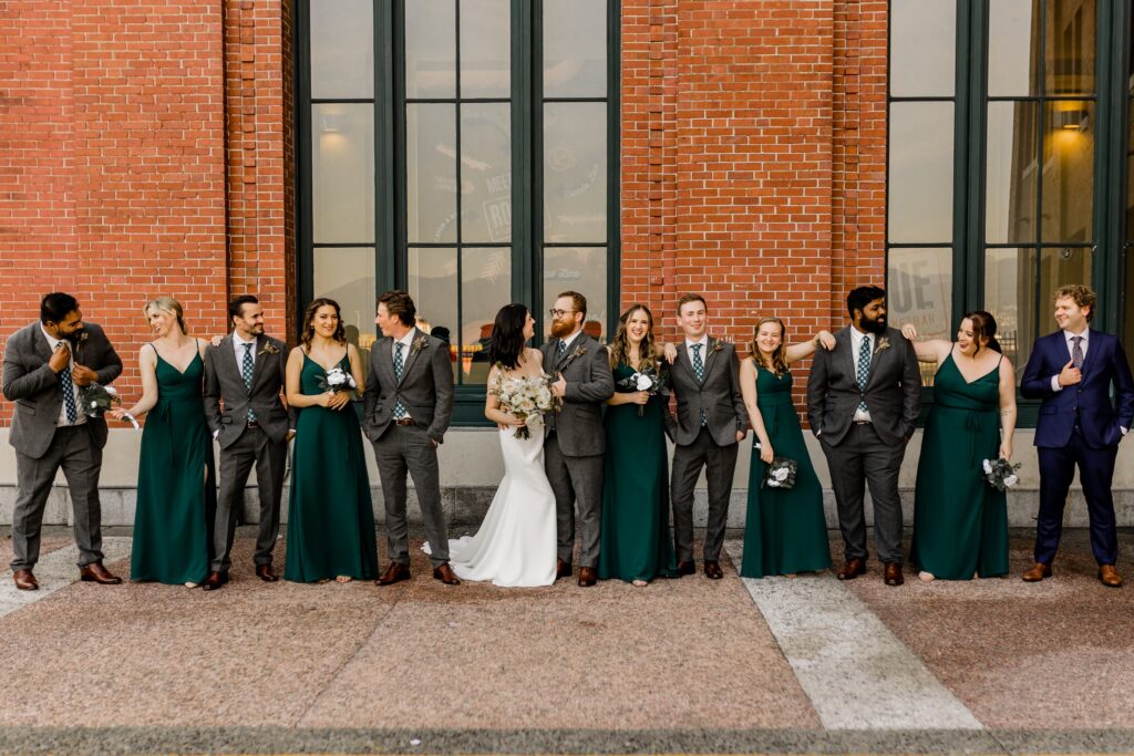 wedding party portraits in downtown vancouver